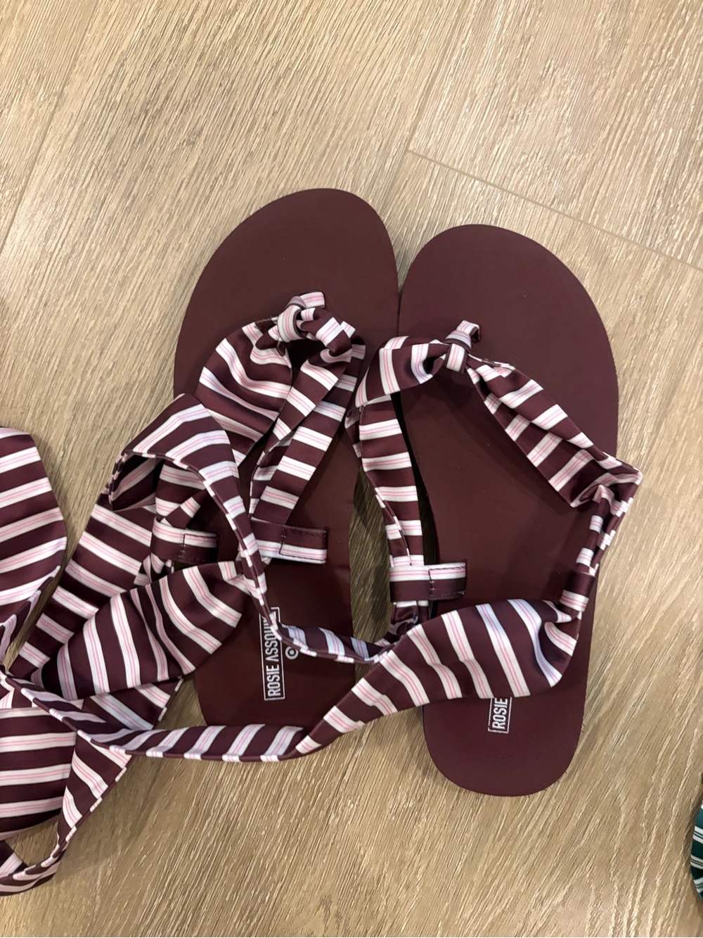 Rosie Assoulin for Target Maroon and White Striped Wrap Sandals